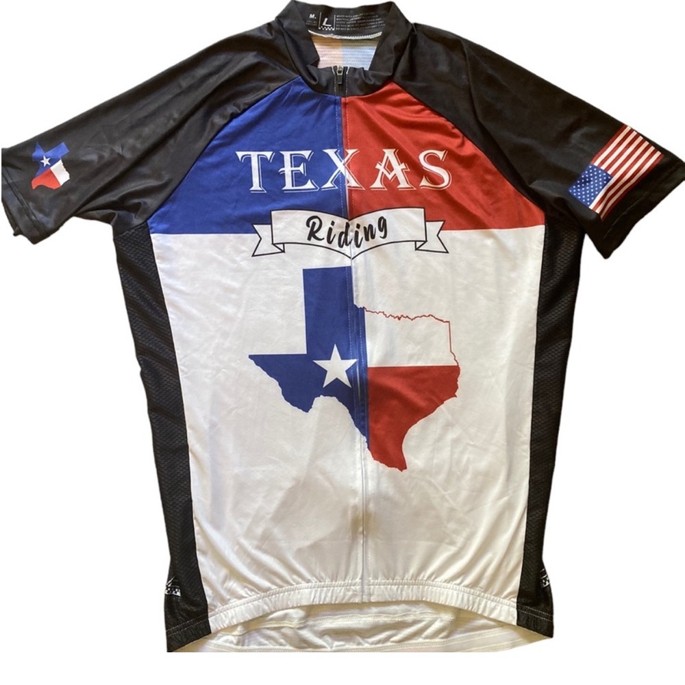 M. Cycling Couture Large Texas Riding/ Don’t Mess With Texas Jersey.